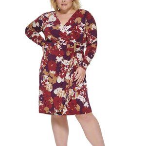 NWT Calvin Klein Ruched Faux Wrap Dress size 16W